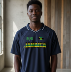 Jamaican Pride, Flag Themed Graphic V-Neck Collared  Unisex Soccer Jersey