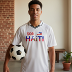 Unisex V-Neck Soccer Jersey Featuring Haiti-Inspired Flag Stripes