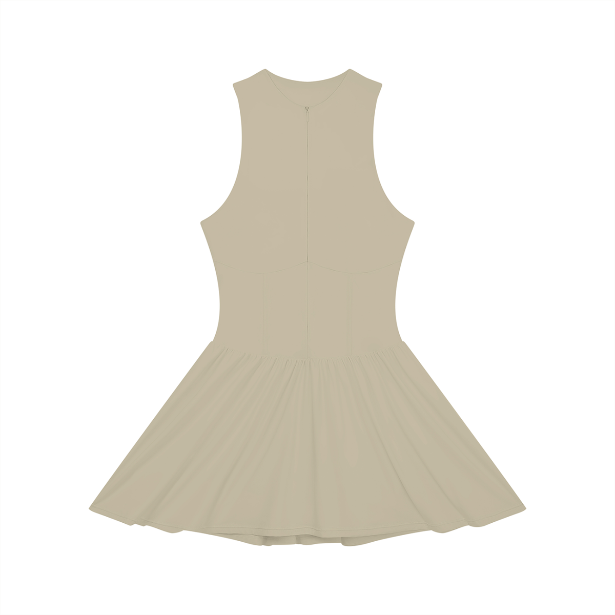 Sleeveless Full-Zip Summer Dress with Ruched Detailing for Women
