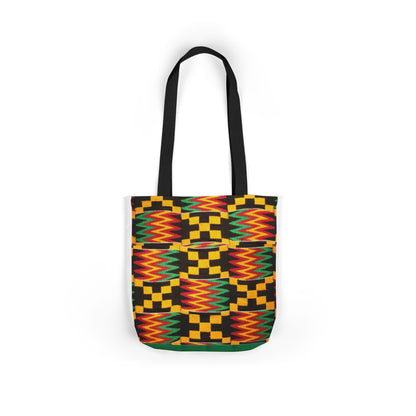 Kente Pattern Canvas Tote Bag — Vibrant African Print Market Tote