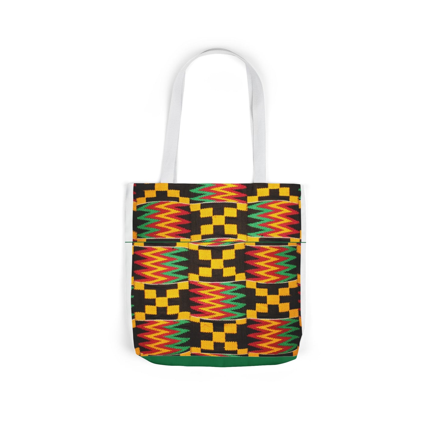 Kente Pattern Canvas Tote Bag — Vibrant African Print Market Tote