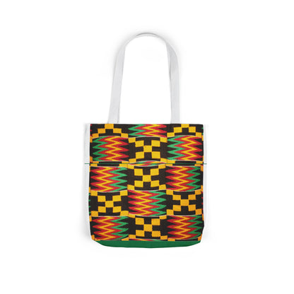 Kente Pattern Canvas Tote Bag — Vibrant African Print Market Tote