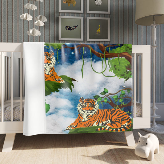 Tiger Jungle Throw Blanket, Cozy Home Decor, Kids Room Blanket, Nature Inspired