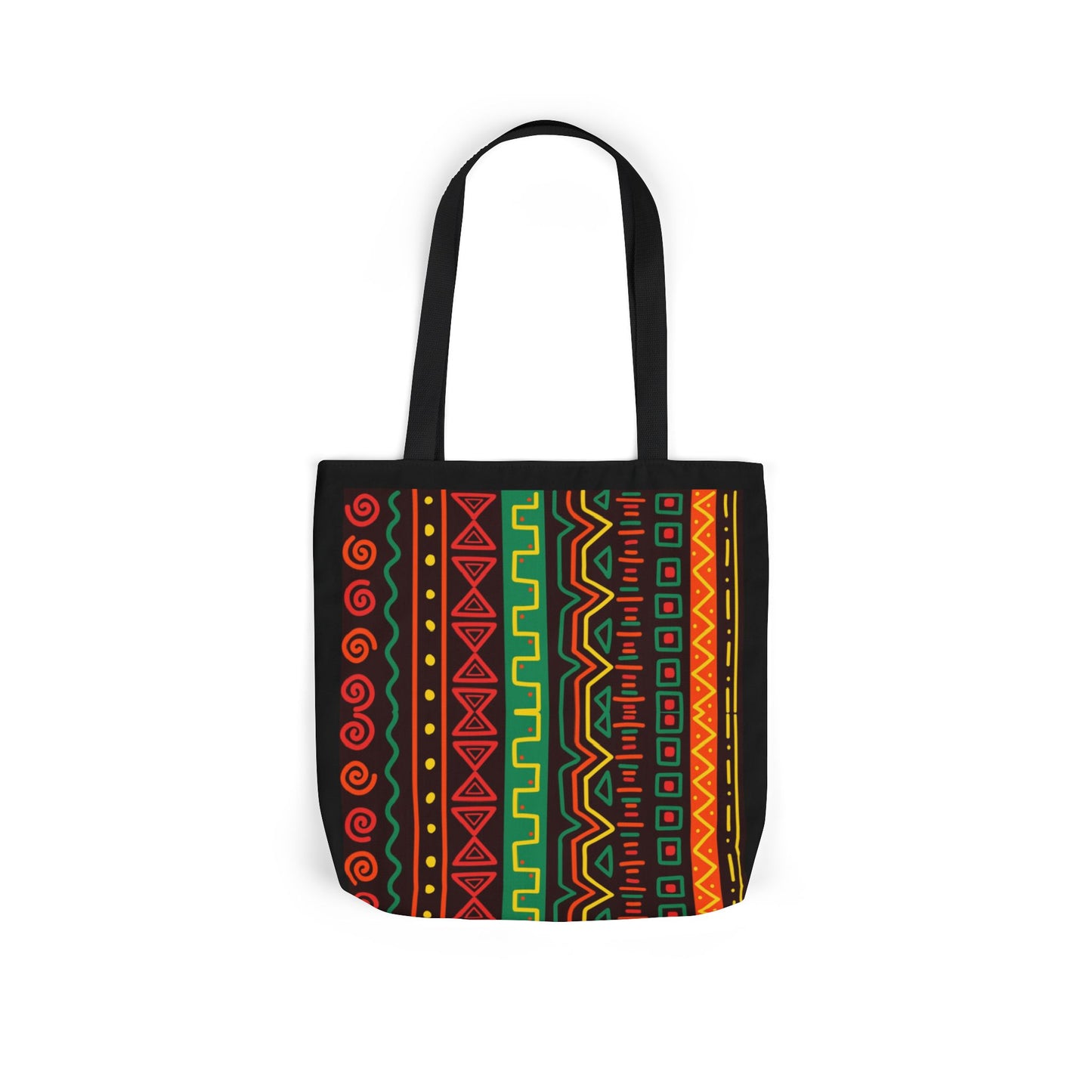 Afrocentric Pattern Canvas Tote — Colorful Tribal Stripe Beach & Market Bag