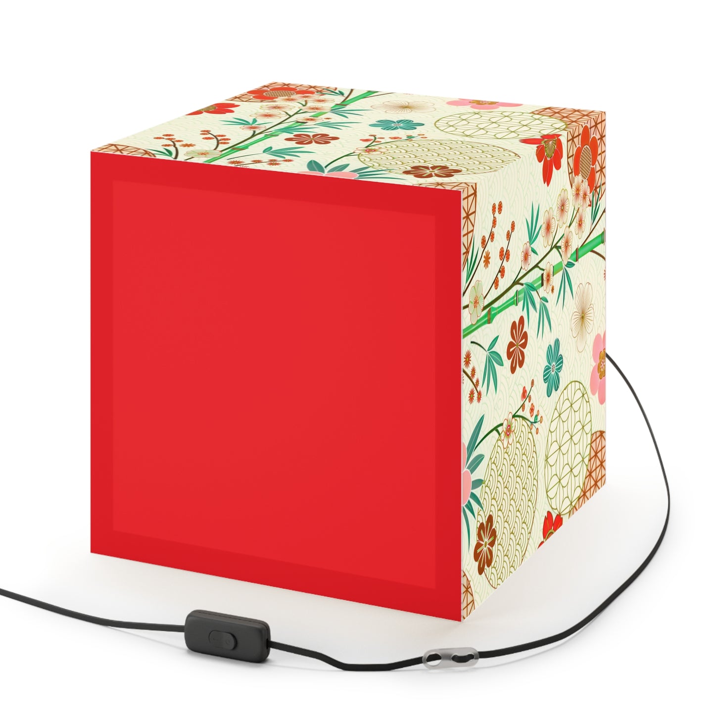 Japanese Floral Cube Lamp — Vintage Sakura Pattern Light Cube