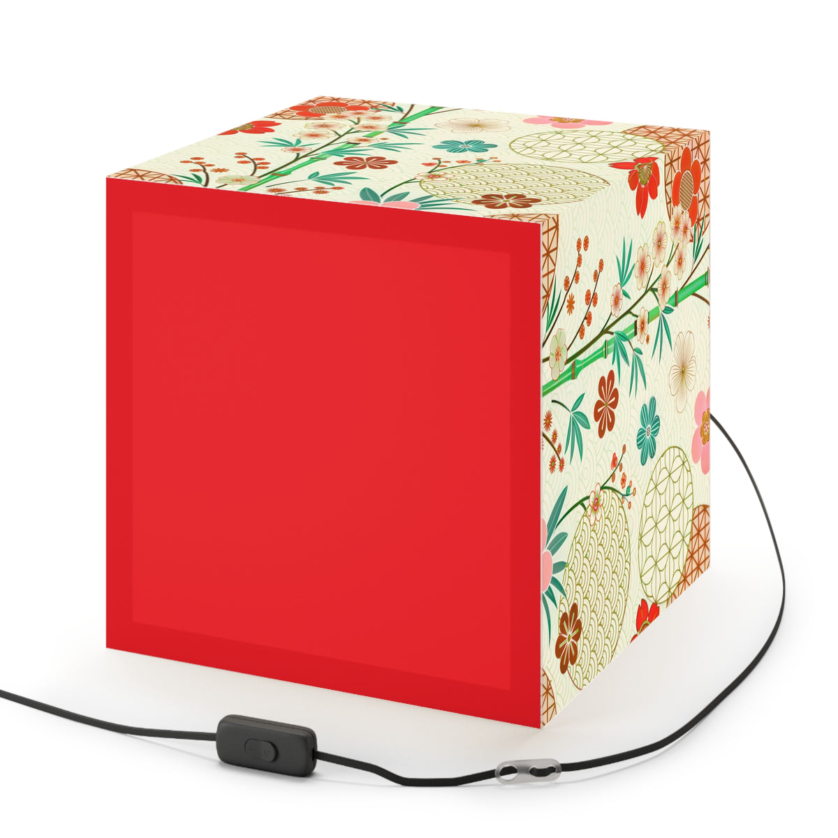 Japanese Floral Cube Lamp — Vintage Sakura Pattern Light Cube Printify
