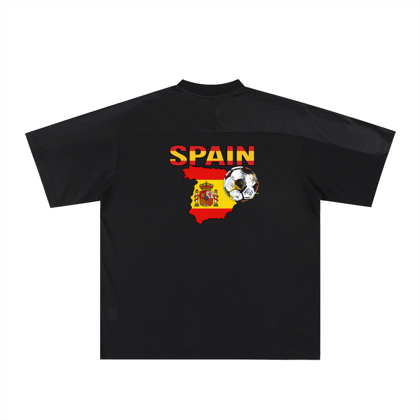 Spain Flag Themed Graphic Mesh V-Neck Soccer Jersey