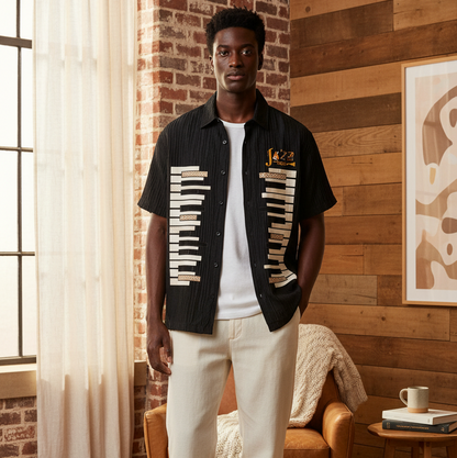 Piano Art Print Graphic Unisex Tencel Jacquard Shirt