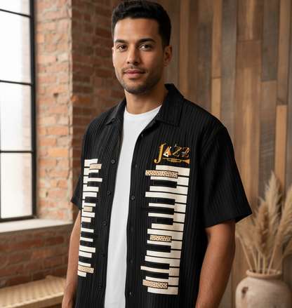 Piano Art Print Graphic Unisex Tencel Jacquard Shirt