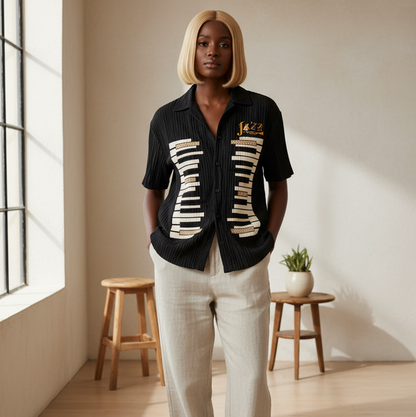 Piano Art Print Graphic Unisex Tencel Jacquard Shirt