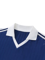 Bahamas Flag Themed Contrast Collar Striped Soccer Jersey ODMPOD