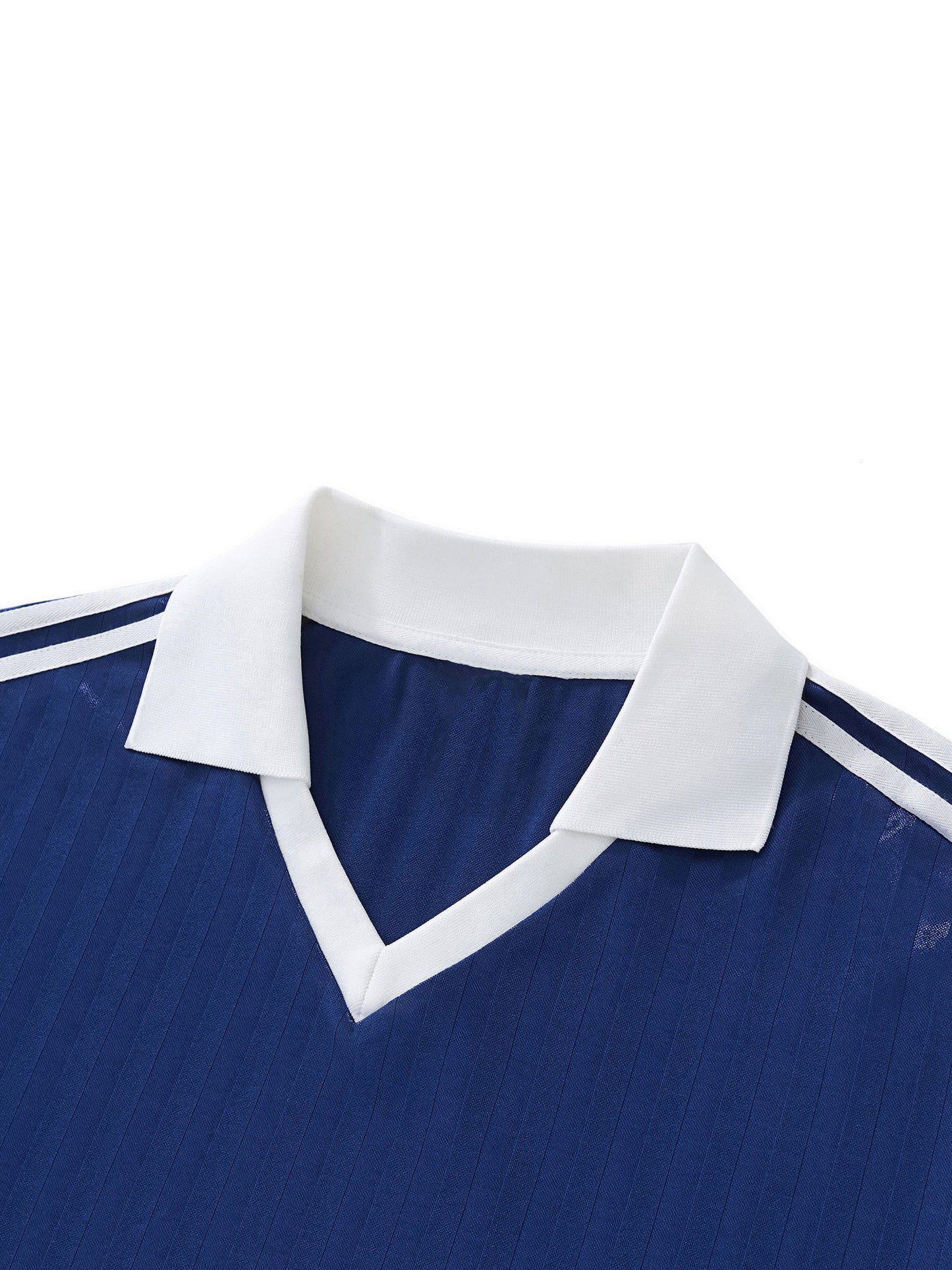 Bahamas Flag Themed Contrast Collar Striped Soccer Jersey