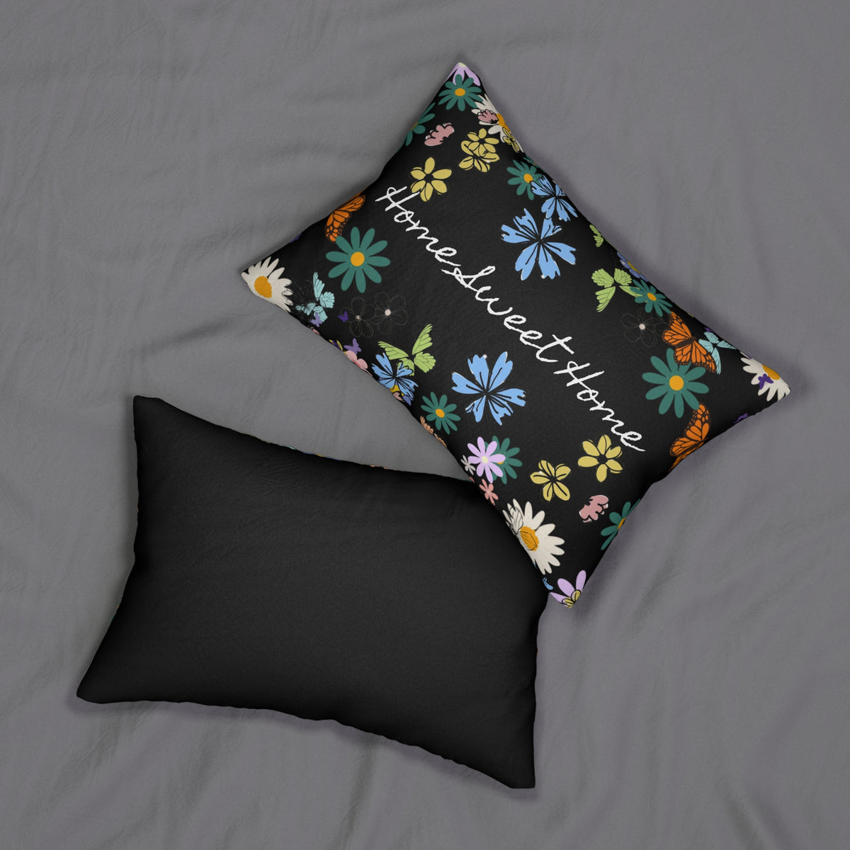 Home Sweet Home Floral Lumbar Pillow - Cozy Accent for Living Room Printify