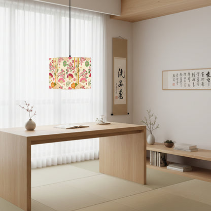 Japanese Floral Cube Lamp — Sakura Fans & Bamboo Light Cube