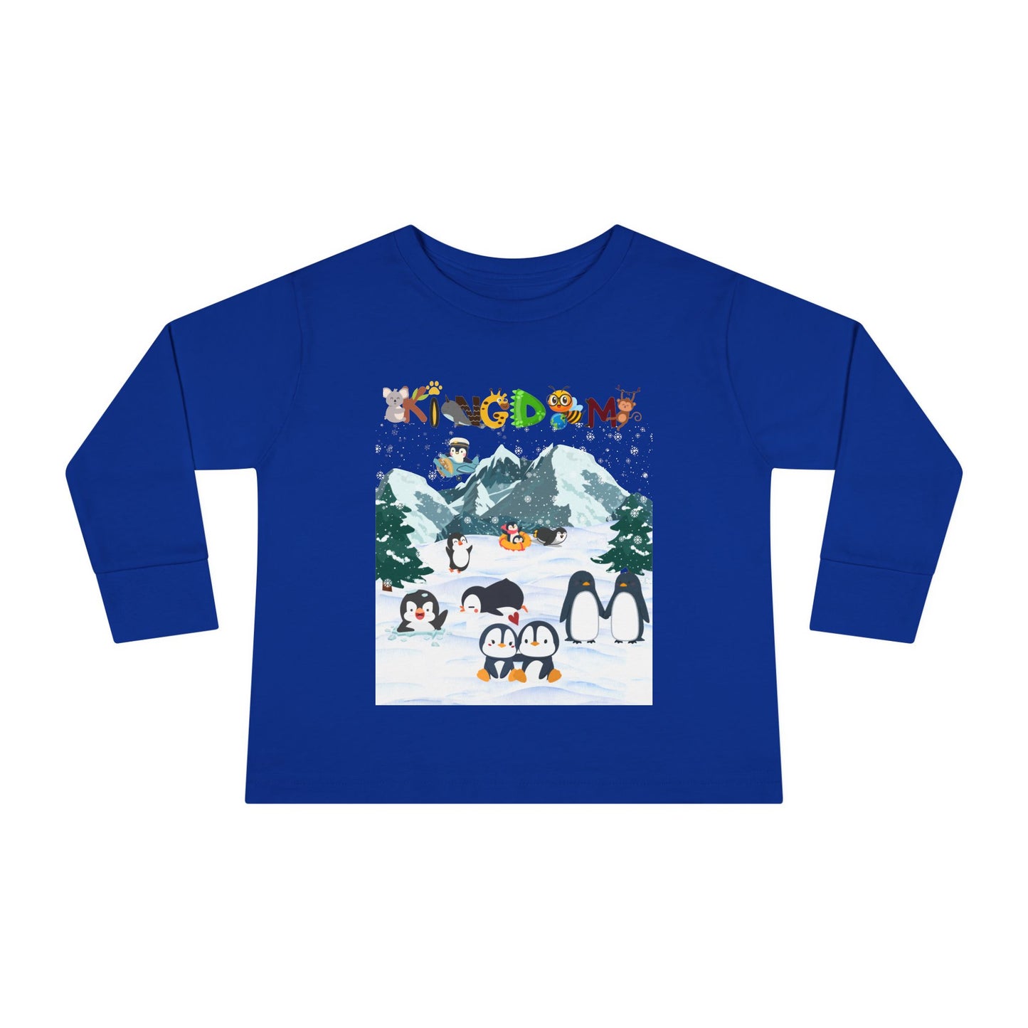 Graphic Penguin Toddler Long Sleeve Tee - Cute Animal Print Shirt for Kids, Winter Theme