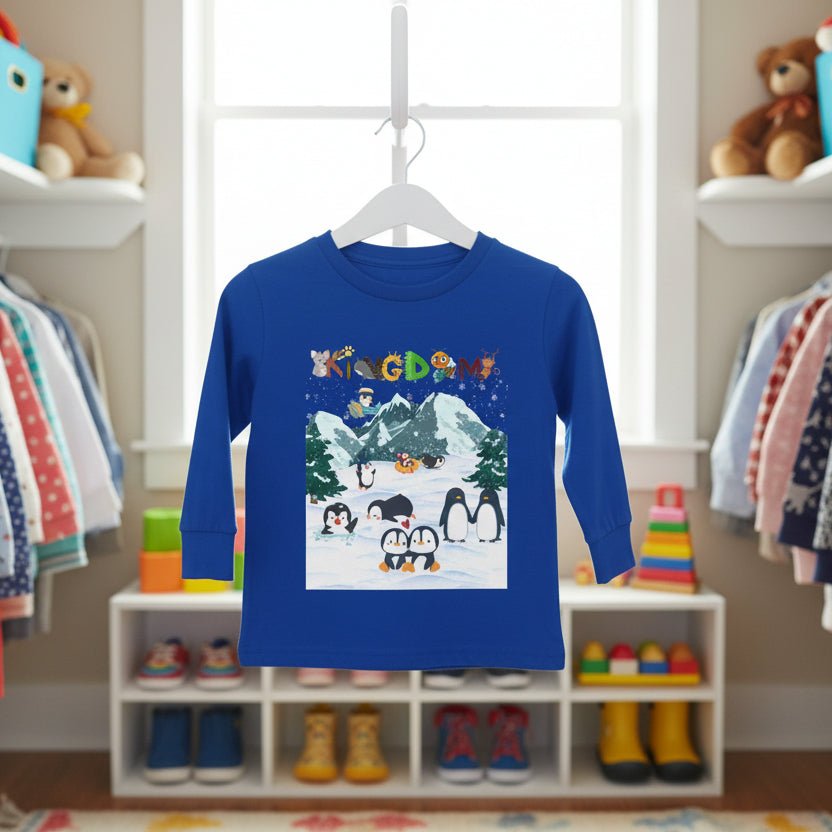 Graphic Penguin Toddler Long Sleeve Tee - Cute Animal Print Shirt for Kids, Winter Theme Printify