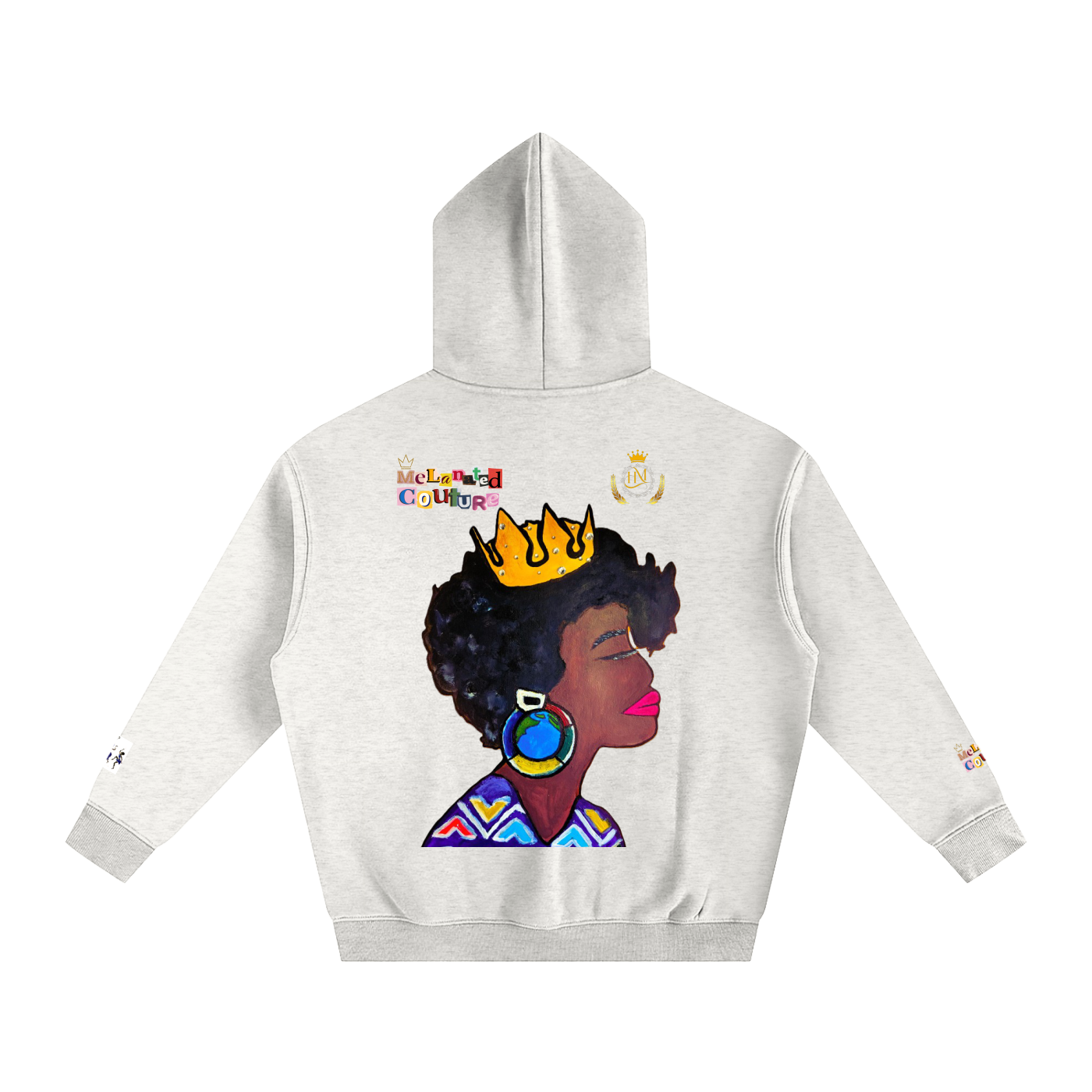 Crowned Black Woman Art Graphic Unisex Oversize Fleeced Hoodie