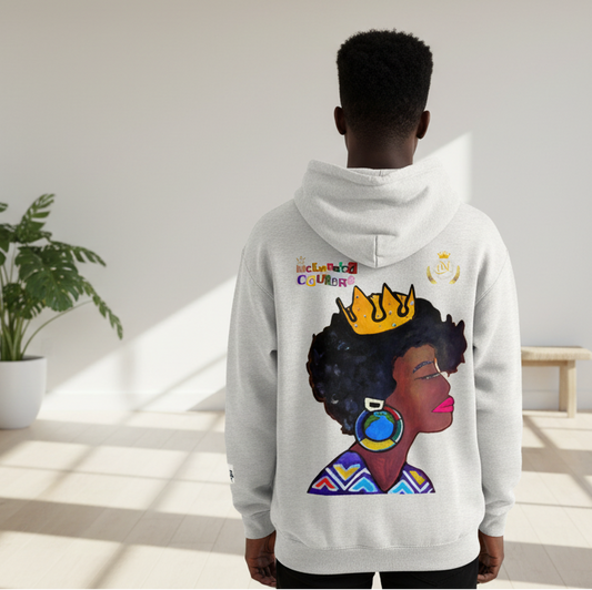 Crowned Black Woman Art Graphic Unisex Oversize Fleeced Hoodie