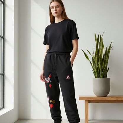 PunkRock Themed Graphic Essential Drawstring Jogged Sweatpants