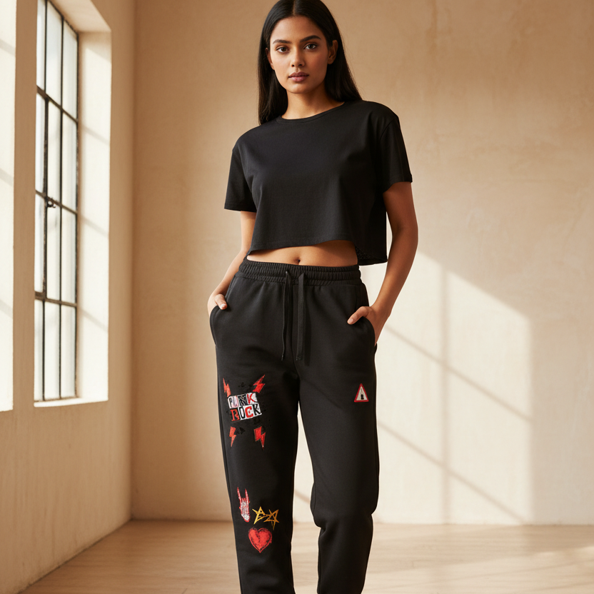 Unisex Punk Rock-Themed Graphic Drawstring Jogger Sweatpants ODMPOD
