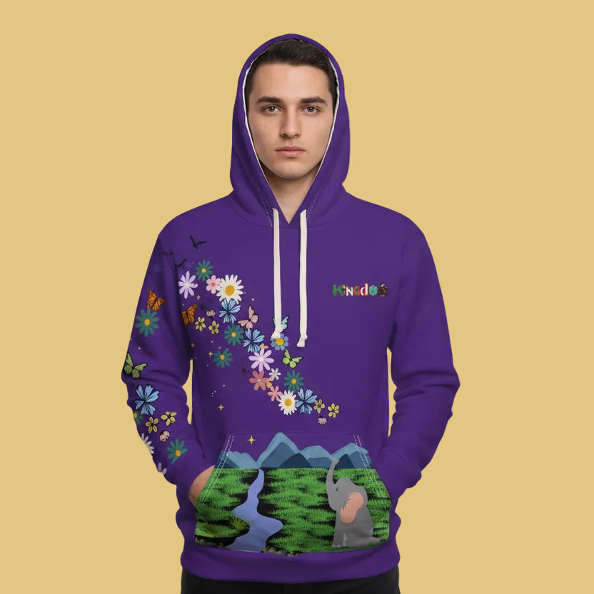 Elephant Floral Unisex Pullover Hoodie, Graphic Sweatshirt, Animal Lover Gift, Boho Clothing