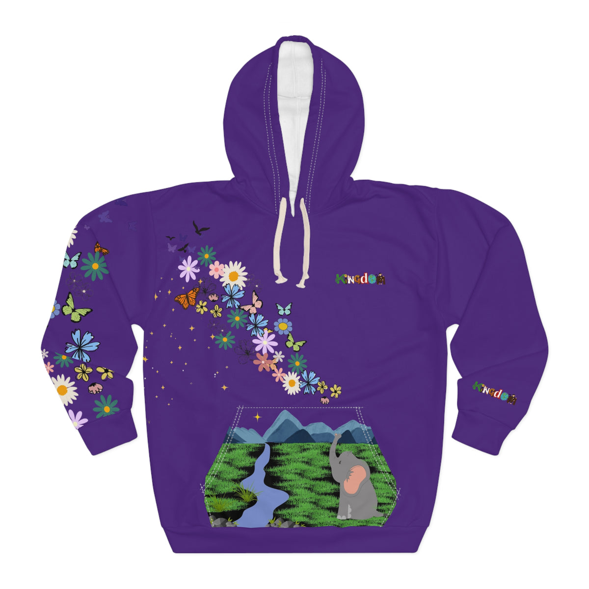 Elephant Floral Unisex Pullover Hoodie, Graphic Sweatshirt, Animal Lover Gift, Boho Clothing Printify