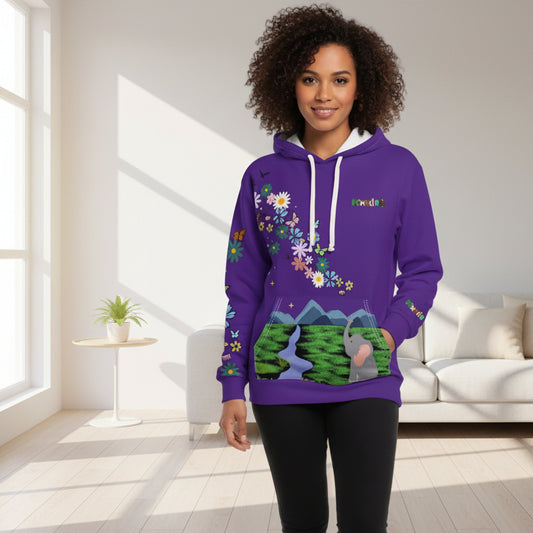 Elephant Floral Unisex Pullover Hoodie, Graphic Sweatshirt, Animal Lover Gift, Boho Clothing