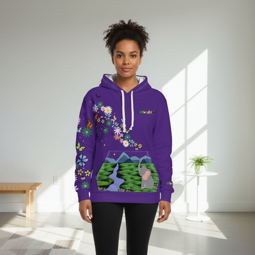 Elephant Floral Unisex Pullover Hoodie, Graphic Sweatshirt, Animal Lover Gift, Boho Clothing Printify