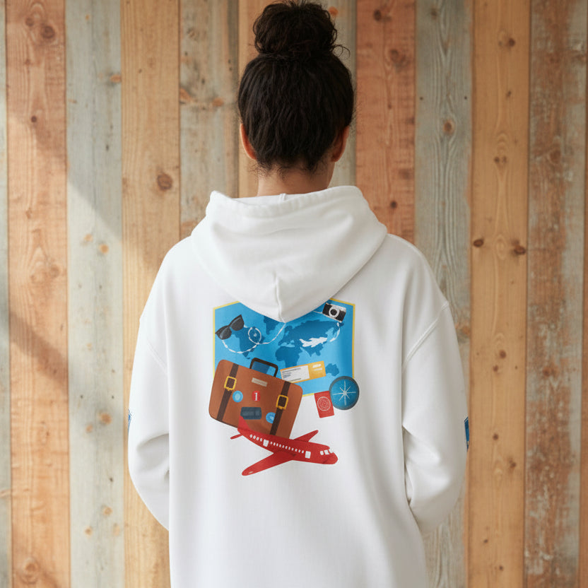 Unisex Travel Lover Graphic Pullover, Vacation Mode Graphic Hoodie