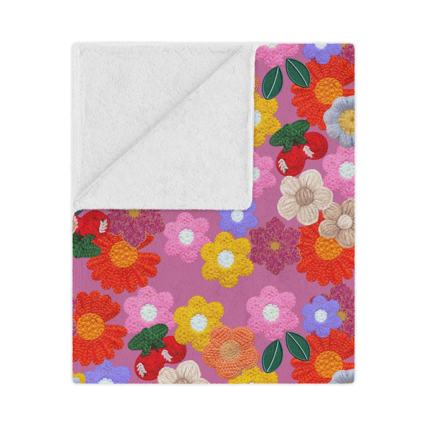 Floral Fiesta Minky Blanket — Bright Retro Flower Pattern, Cozy Throw for Living Room & Kids