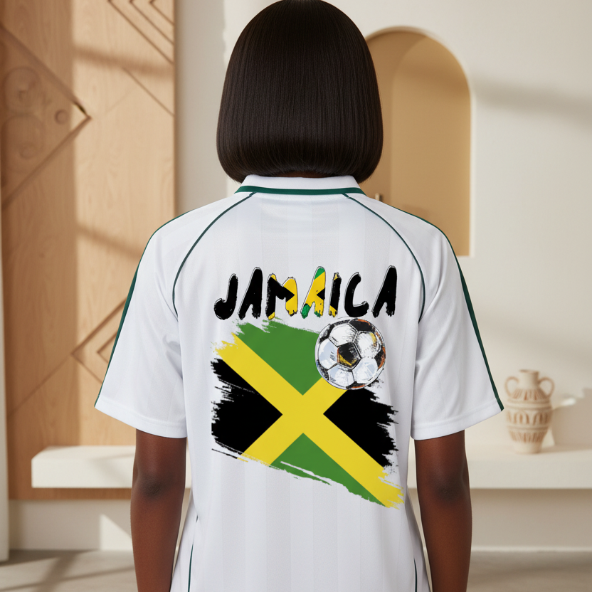 Jamaica Flag Themed Unisex Stripe Collared Soccer Jersey