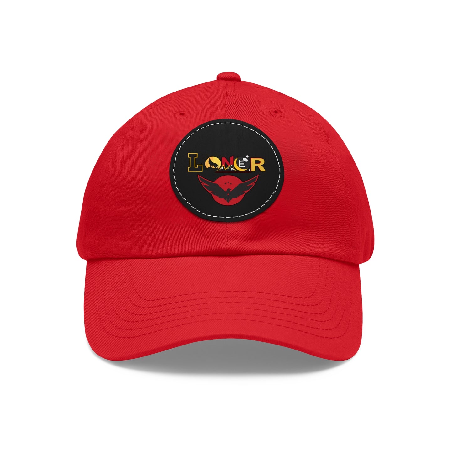Dad Hat - Lone Wolf Themed Unisex Dad Hat with Leather Patch (Round) Unisex