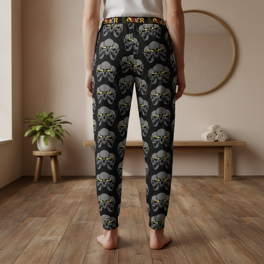 Unisex Gothic Skull-Print Athletic Joggers, Contemporary Loungewear, Casual Fitness Trousers Printify