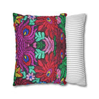 Faux Suede Pillow - Vibrant Floral Boho Square Throw Pillowcase Printify