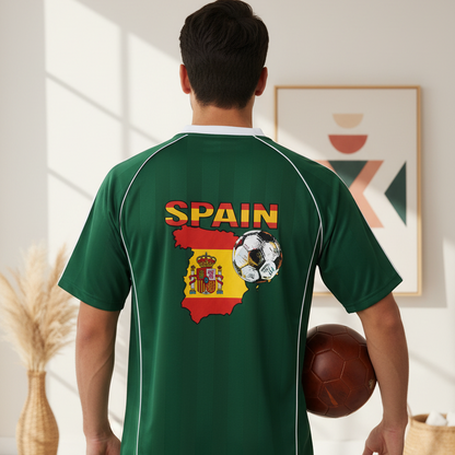 Spain Flag Themed Graphic Stripe Collared Soccer Jersey