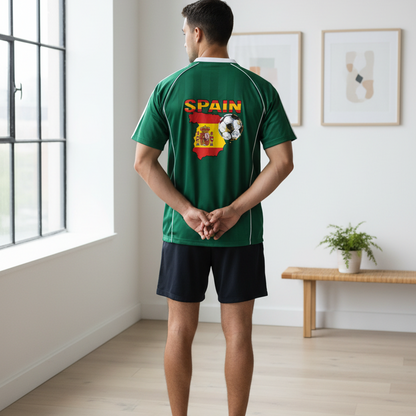 Spain Flag Themed Graphic Stripe Collared Soccer Jersey