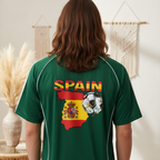 Spain Flag Themed Graphic Stripe Collared Unisex Soccer Jersey ODMPOD