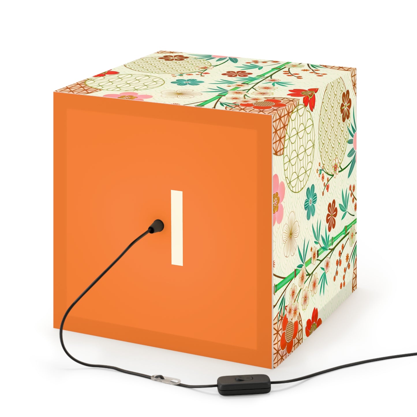 Japanese Floral Cube Lamp — Vintage Sakura Pattern Light Cube