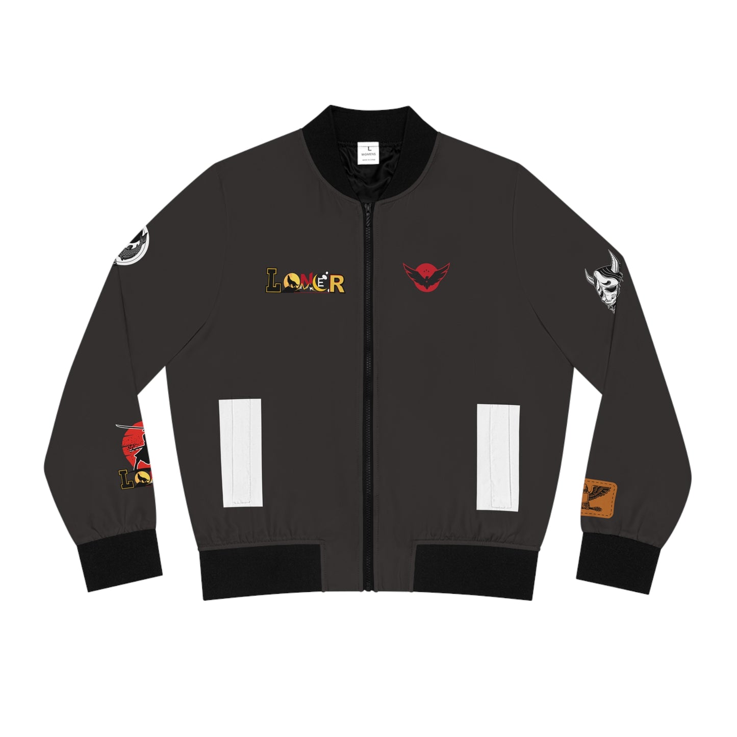 Women's Bomber Jacket, Mythical All Over Design, Zip Up Outerwear for Her, Lightweight Coat Gift, Stylish Ladies Fashion,