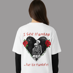 I See Humans Graphic Unisex Layered Contrast Sleeve Cotton T-Shirt ODMPOD