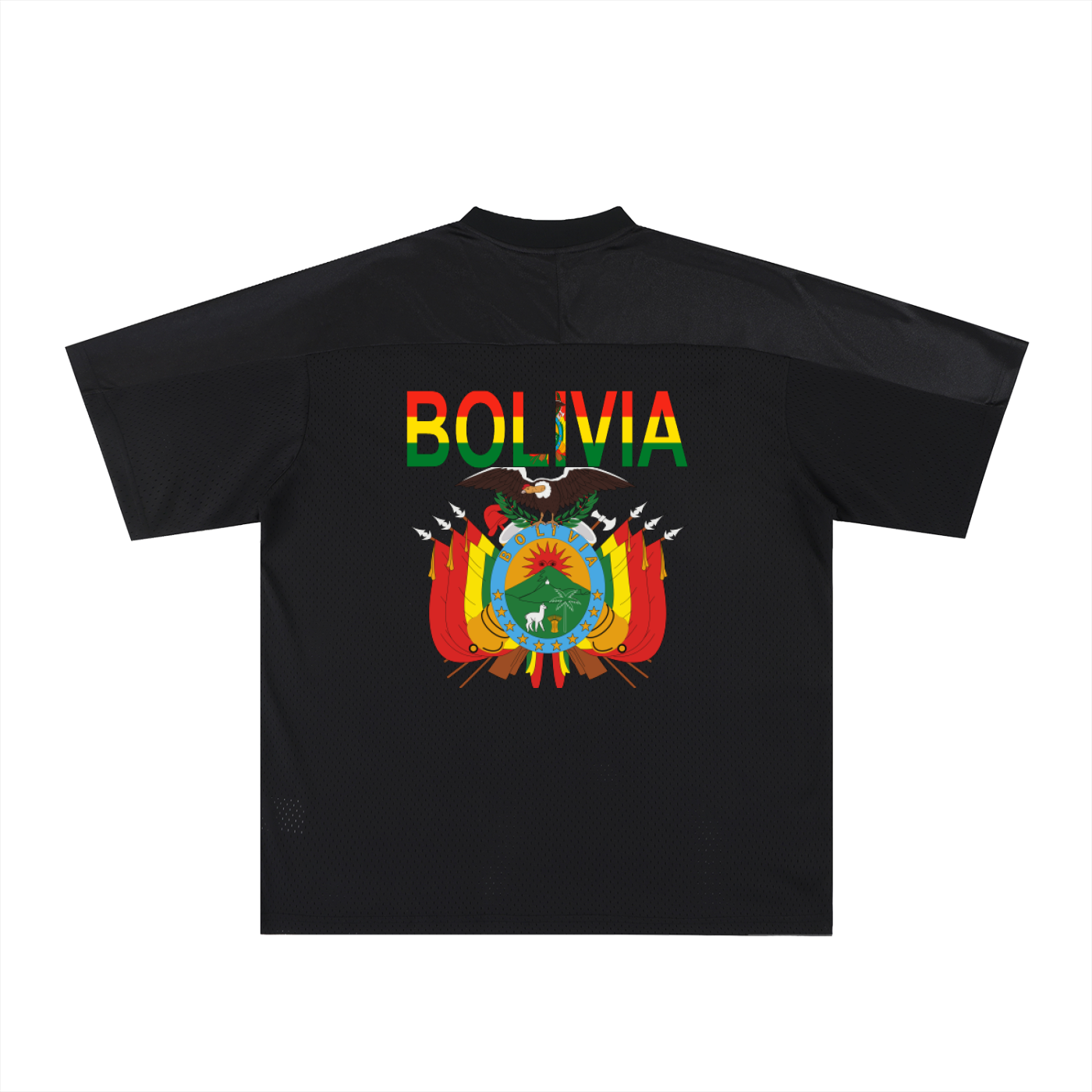 Bolivia Flag Themed Unisex Oversized Mesh V-Neck Soccer Jersey
