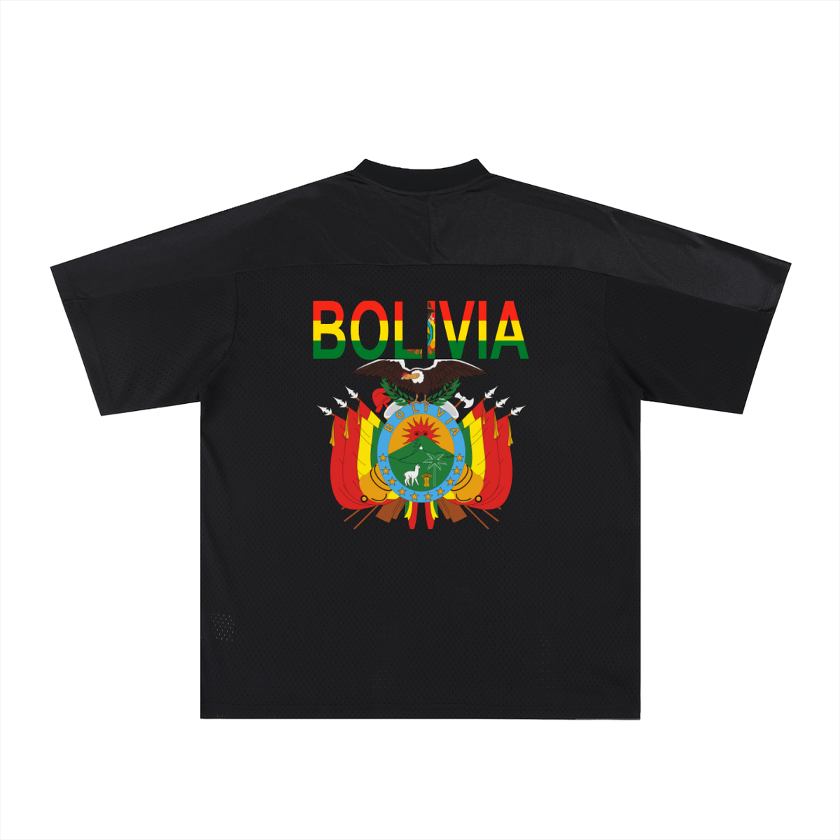 Bolivia Flag Themed Unisex Oversized Mesh V-Neck Soccer Jersey