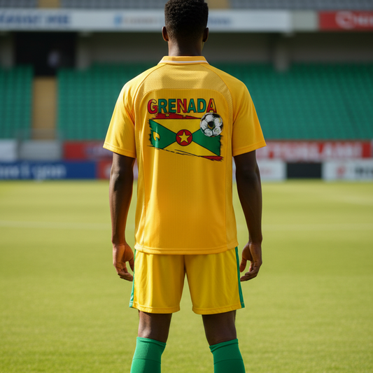 Grenada Flag Themed Graphic  V-Neck Soccer Jersey