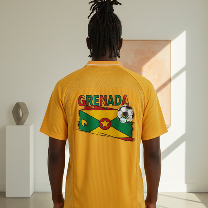 Grenada Flag Themed Graphic  V-Neck Soccer Jersey