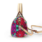 Classic Barrel-Shaped Handbag in PU Leather Featuring  All-Over Colorful Floral Print Yoycol