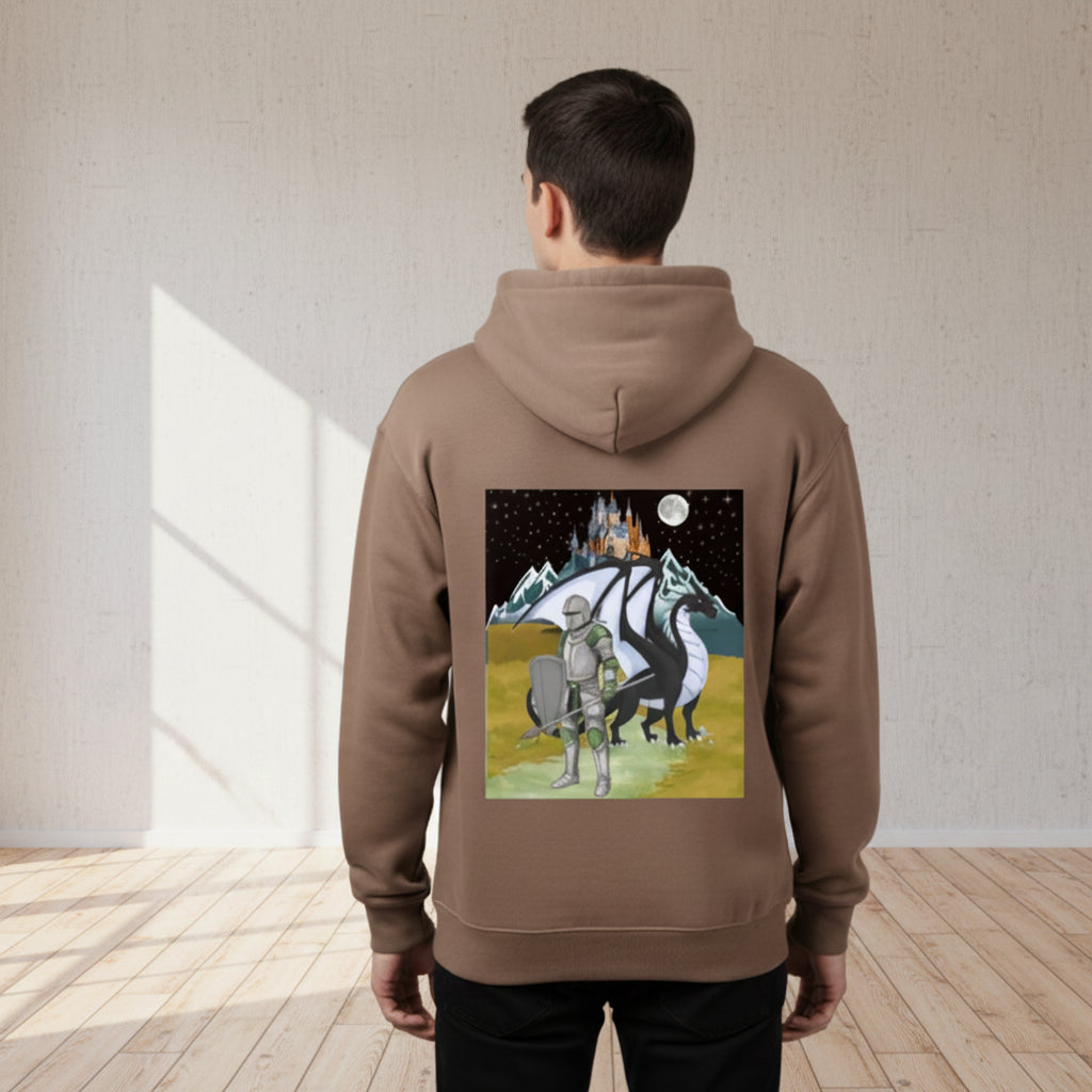 Unisex Medieval Themed Oversize Fleeced Hoodie, Knights and Dragon Fans ODMPOD