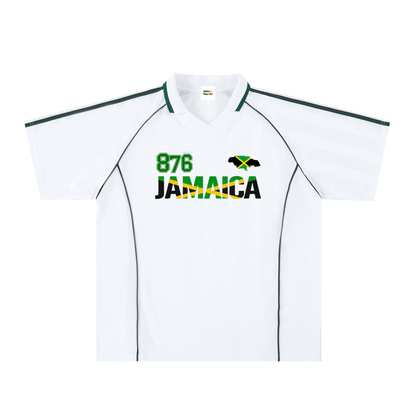Jamaican Pride &  Flag Themed Shadow Stripe Collared Unisex Soccer Jersey