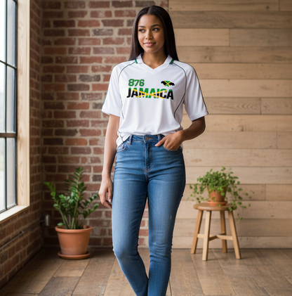 Jamaican Pride &  Flag Themed Shadow Stripe Collared Unisex Soccer Jersey