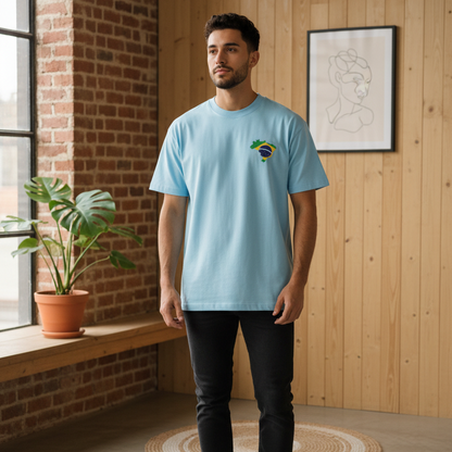 Unisex Vintage-Washed Cotton T-Shirt Featuring a Brazil Flag Graphic