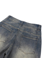 Unisex Vintage Wash Baggy Denim Shorts Featuring Tiger Graphic Art ODMPOD